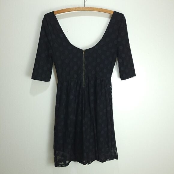 Volcom Black Polka Dot Mesh Lined Scoop Dress - Picture 6 of 11